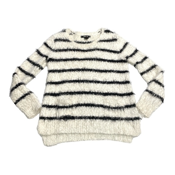 Style & Co fluffy striped sweater with 2 front pockets size S - Picture 4 of 6